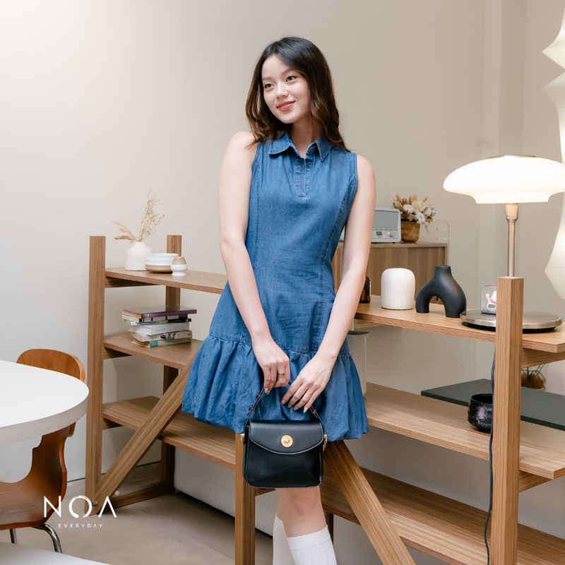 JINZU Denim Balloon Mini Sleeveless Dress