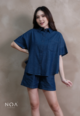 JINZU Denim Oversized Short Sleeve Shirt