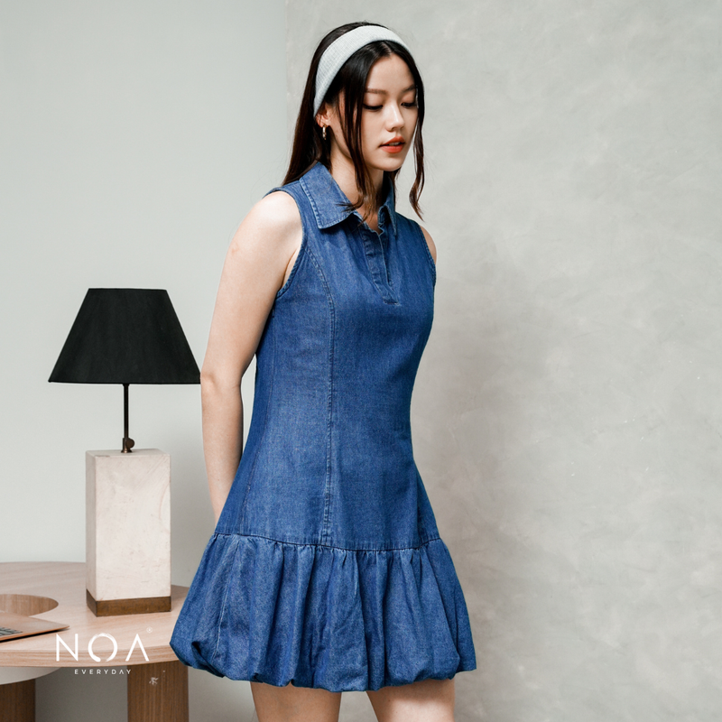 JINZU Denim Balloon Mini Sleeveless Dress