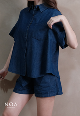 JINZU Denim Oversized Short Sleeve Shirt