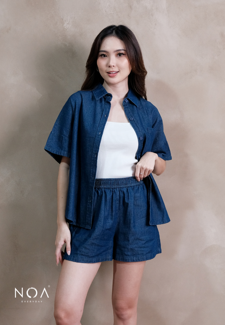 JINZU Denim Oversized Short Sleeve Shirt