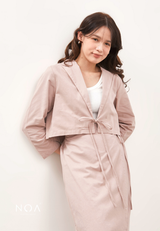 HIKARU Ribbon Long Sleeve Blazer - Dusty Pink