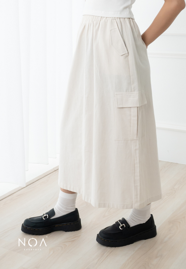 MARU Linen Cargo Skirt - Light Cream