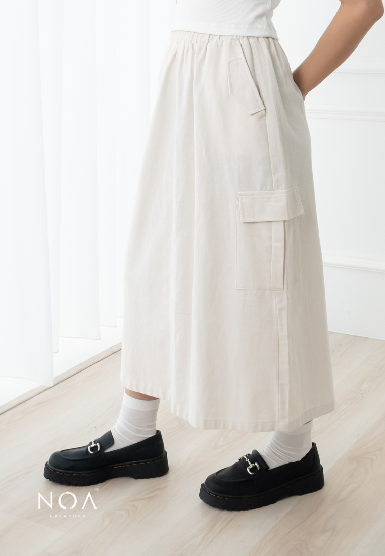 MARU Linen Cargo Skirt - Light Cream