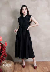 YONA Crinkle Tiered Maxi Dress with Belt