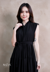 YONA Crinkle Tiered Maxi Dress with Belt