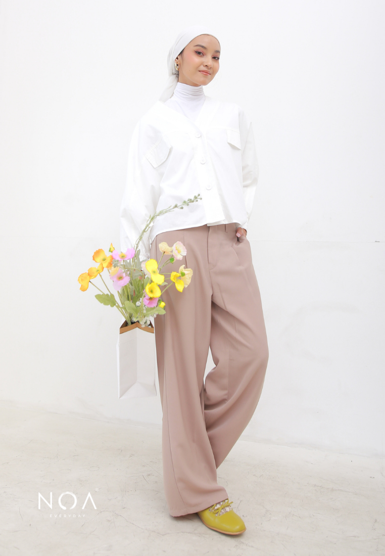 MITSUKO Highwaist Straight Pants - Brown