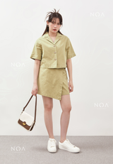 AERI Linen Boxy Basic Shirt - Light Green