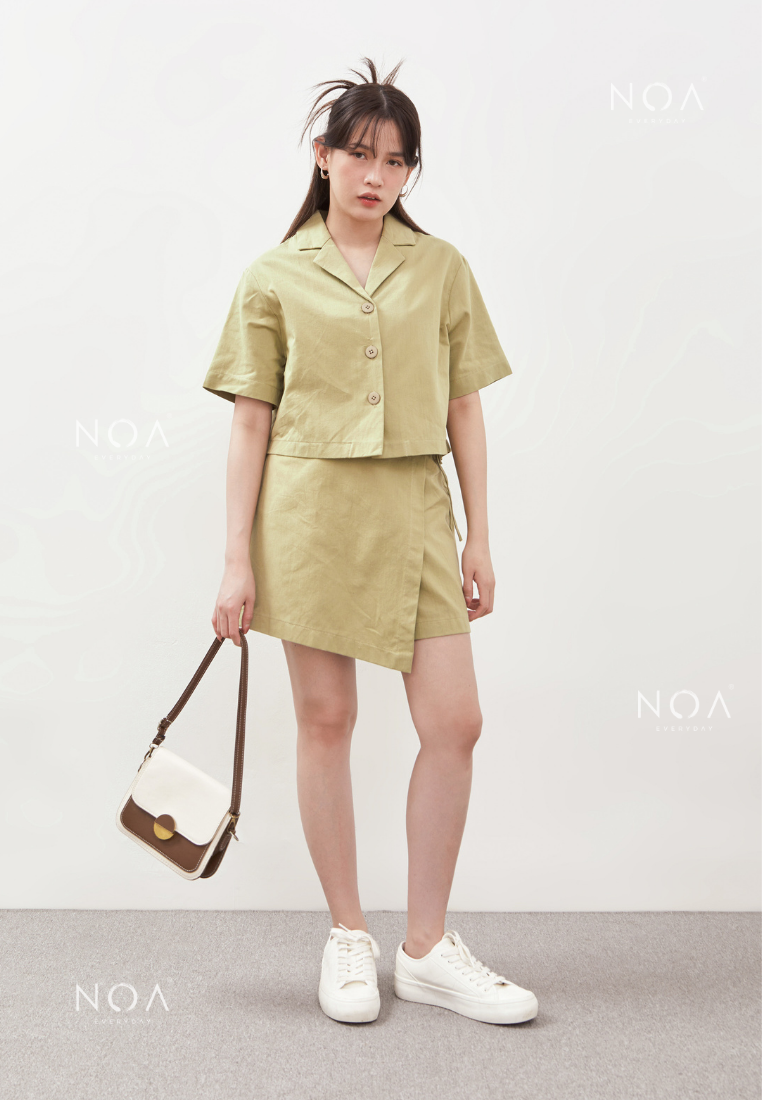 AERI Linen Boxy Basic Shirt - Light Green