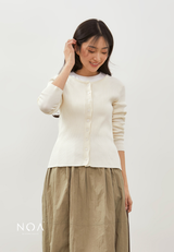 IZUMI Longsleeve Rib Knitted Cardigan - White