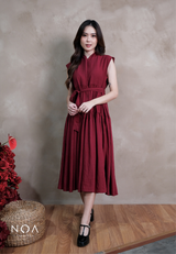 YONA Crinkle Tiered Maxi Dress with Belt