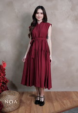 YONA Crinkle Tiered Maxi Dress with Belt