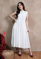 YONA Crinkle Tiered Maxi Dress with Belt
