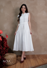 YONA Crinkle Tiered Maxi Dress with Belt