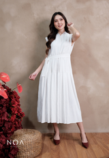 YONA Crinkle Tiered Maxi Dress with Belt
