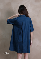 JINZU Denim Short Sleeve Mini Shirt Dress