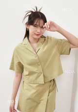 AERI Linen Boxy Basic Shirt - Light Green