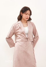 HIKARU Ribbon Long Sleeve Blazer - Dusty Pink