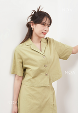 AERI Linen Boxy Basic Shirt - Light Green