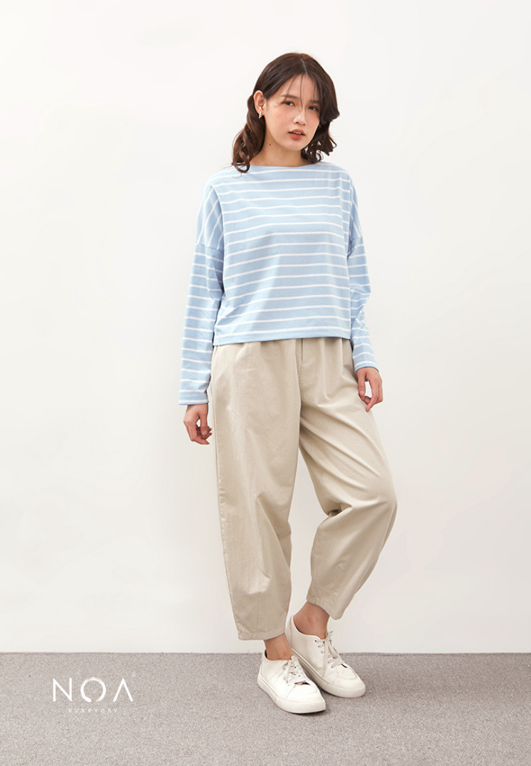 IKARI Basic Stripes Boxy T-Shirt - Blue