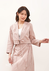 HIKARU Ribbon Long Sleeve Blazer - Dusty Pink