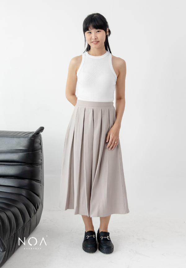 ARISA Pleated Midi Skirt - Cream