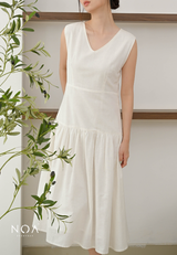 KEINA Basic Linen Sleeveless Midi Dress with Inner