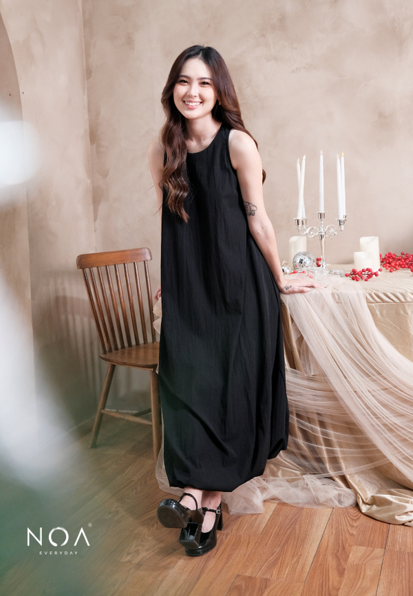 AYURI Nylon Sleeveless Balloon Maxi Dress