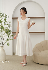KEINA Basic Linen Sleeveless Midi Dress with Inner