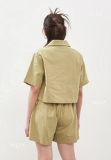 AERI Linen Boxy Basic Shirt - Light Green