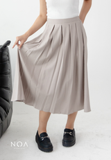 ARISA Pleated Midi Skirt - Cream