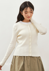 IZUMI Longsleeve Rib Knitted Cardigan - White