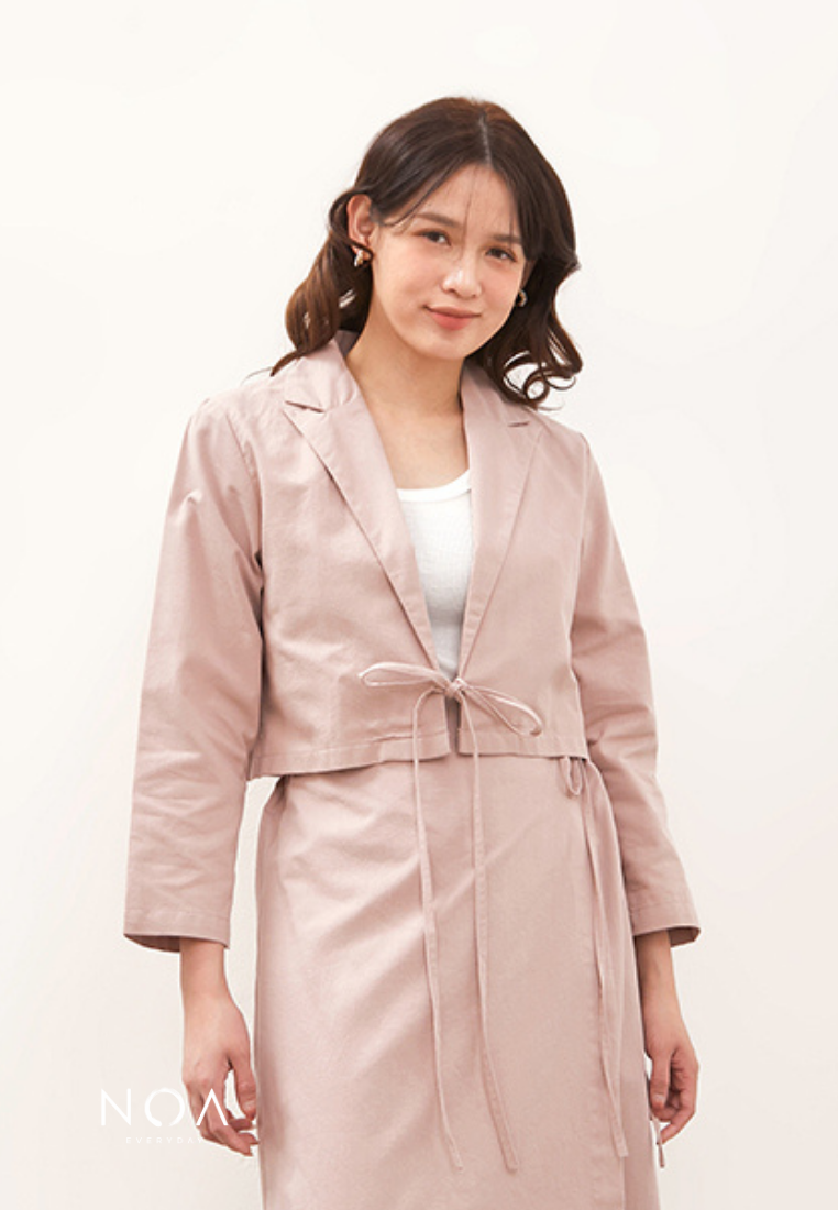 HIKARU Ribbon Long Sleeve Blazer - Dusty Pink