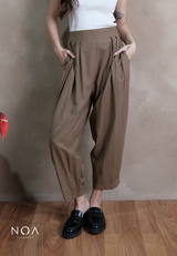 ICHIKA Basic Linen Balloon Ankle Pants