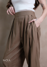 ICHIKA Basic Linen Balloon Ankle Pants