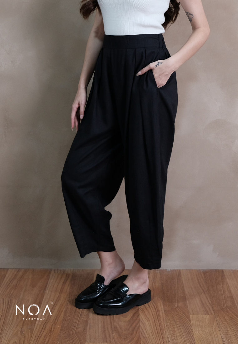 ICHIKA Basic Linen Balloon Ankle Pants
