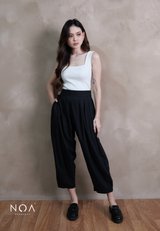 ICHIKA Basic Linen Balloon Ankle Pants
