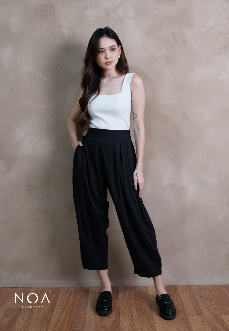 ICHIKA Basic Linen Balloon Ankle Pants