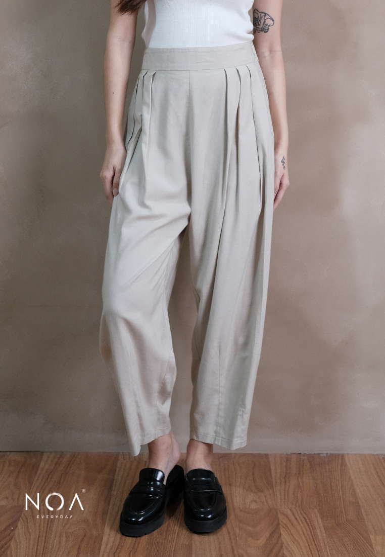 ICHIKA Basic Linen Balloon Ankle Pants
