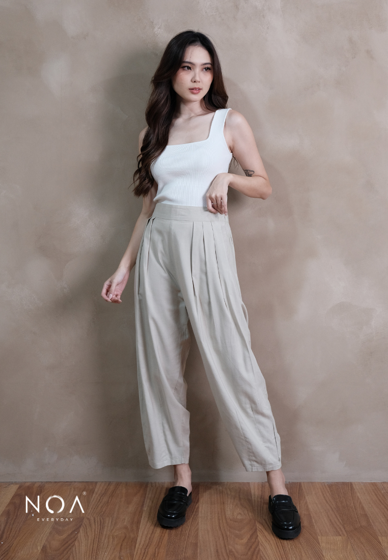 ICHIKA Basic Linen Balloon Ankle Pants