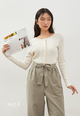 IZUMI Longsleeve Rib Knitted Cardigan - White