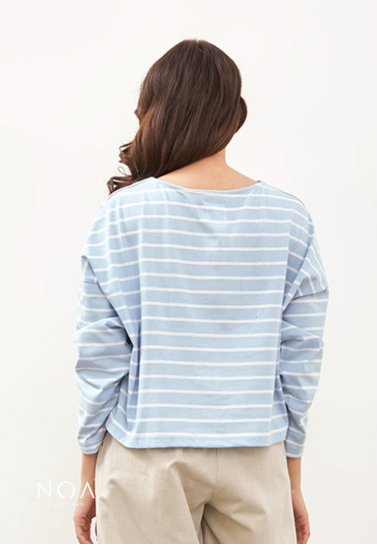 IKARI Basic Stripes Boxy T-Shirt - Blue