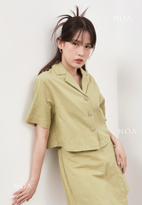 AERI Linen Boxy Basic Shirt - Light Green