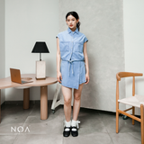 JINZU Denim Drawstring Sleveeless Shirt