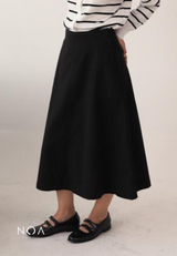 AERI Linen Flared Skirt - Black