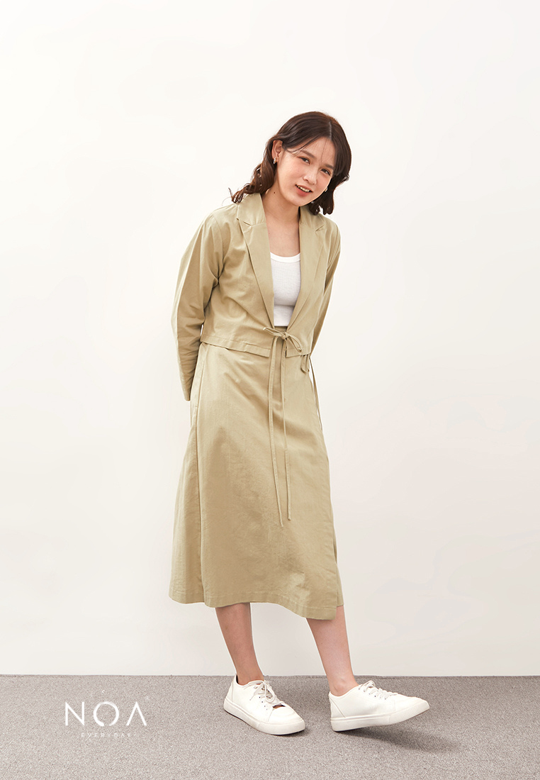 HIKARU Ribbon Long Sleeve Blazer - Light Green