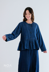 SEIKI Denim Peplum Long Sleeve Outer