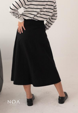 AERI Linen Flared Skirt - Black