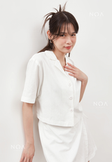 AERI Linen Boxy Basic Shirt - White