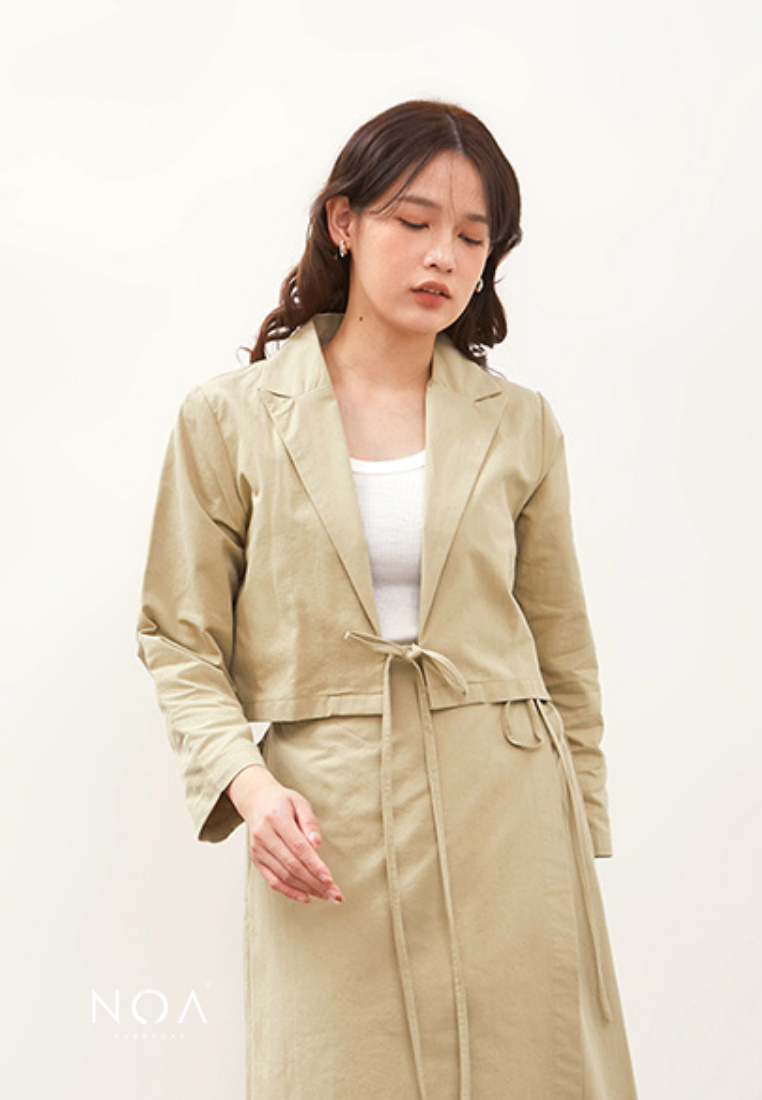 HIKARU Ribbon Long Sleeve Blazer - Light Green